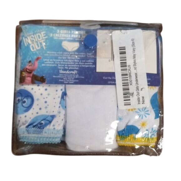 Disney Size 6 Inside Out Girls Panties 3-Pack 100% Combed Cotton Fun Designs NEW - Picture 2 of 4